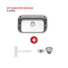 Cuba De Inox N1 Lavínia 47x30x17cm 3.1/2' Com Válvula 94022/207 Alto Brilhante Tramontina com Sifão Universal Com Copo