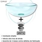 Cuba de vidro reforçado p/ banheiros e lavabos + válvula inteligente click inox inclusa - redonda 30cm - Lopazzi