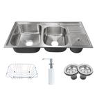 Cuba dupla de cozinha produzida em aço inox 304 com kit - cac0008-c