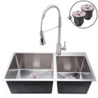 Cuba Dupla Pia Cozinha Escovada Inox com Torneira Monocomando 1S - Softinox 78x43 cm - SOFT INOX