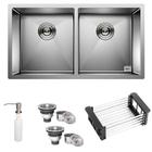 Cuba Dupla Quadrada Inox 304 Cozinha Pia Embutir Sobrepor Gourmet 8040 Premium com Acessórios