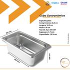 Cuba Gastronômica 1/4 100mm Aço Inox Rechaud Buffet