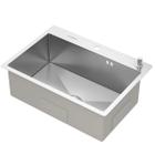 Cuba Gourmet Para Cozinha Quebec Quadrada Aço Inox 304 com Cesto Escorredor GoldenX