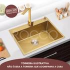 Cuba Inox Gourmet 60x45cm Dourado Quadrada Cozinha Luxo Incluso Torneira Silicone Monocomando 360