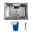 Cuba Inox Gourmet Sobrepor + Dosador + Lixeira Emb 3 Litros - Sollux