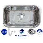 Cuba inox para cozinha n2 56X34X14 com válvula e Sifão Poli Steel - kit completo