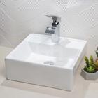 Cuba Para Banheiro Pia Louça / Porcelana Semi Encaixe Quadrada 41x41X15cm - CLV30