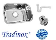 Cuba Pia Cozinha Aço Inox N 2 56x34x17 Aço 430 -Tradinox + sifão + válvula