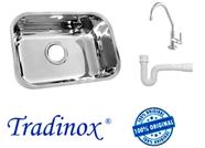 Cuba Pia Cozinha Aço Inox N 2 56x34x17 Aço 430 -Tradinox + torneira bancada RAINHA + sifão