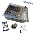 Cuba Quadrada Gourmet 50x40cm Aço Inox 304 C/ Acessórios Cozinha Pia