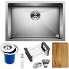 Cuba Quadrada Inox 304 Cozinha Pia Embutir Sobrepor Gourmet 60x40 Premium Lixeira Embutir 5L,Tábua Multiuso e Acessórios