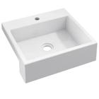 Cuba Semi-Encaixe Quadrada Banheiro Lavabo Quartzo 37x35,5cm