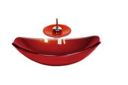 Cuba Vidro Oval 46Cm Vermelho Ferrari + Válvula + Torneira