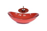 Cuba Vidro Oval 47Cm Vermelho Ferrari + Válvula + Torneira