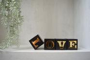 Cubos Decorativos Preto Love Madeira Letras Espelhadas Home