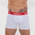 Cueca Box Sem Costura Lateral Branco E/ Vermelho