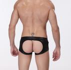 Cueca Boxer Jockstrap Preto com Bojo Anatômico Frontal e Aberto Atrás Cuecas SexLord