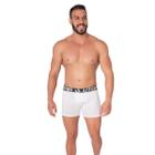 Cueca Boxer Masculina Lisa Elástico Forro Algodão