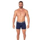 Cueca Boxer Masculina Lisa Elástico Forro Algodão