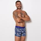 Cueca Boxer Microfibra Estampada - Elástico Liso