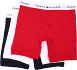 Cueca boxer Tommy Hilfiger, pacote com 3 unidades de algodão para homens, mogno