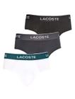 Cueca Lacoste Brief Slip Colored Lettered Waist Branca/ Grafite/ Preta Pack 3UN