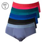 Cuecas Slip asculinha kit c/5 cueca tradicional lisa confortável adulto com elástico largo e macio