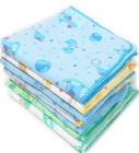 Cueiro Flanelado Bebê Estampado 80x80cm Com Crochê Kit Com 5 - Dugu