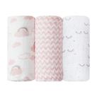 Cueiro Soft Algodão Grande Estampado Rosa Kit 3 unds Papi - Papi Baby