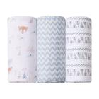 Cueiro Swaddle Soft Com 3 Pçs Azul 1,20X1,20m - Papi