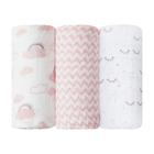 Cueiro Swaddle Soft Com 3 Pçs Rosa 1,20X1,20m - Papi