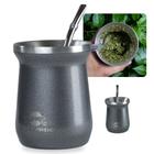 Cuia Termica Select Copo Inox 230ml Cor Chumbo com Bomba Ideal para Mate Chimarrao Terere Cafe e Erva Guepardo