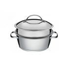 Cuscuzeira e Cozi Vapore  20cm Inox Fundo Tripo -  2 Peças Tramontina Allegra 