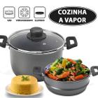 Cuscuzeira Grande Panela Cozi Vapor Antiaderente Com Tampa De Vidro 20cm 4L Multiflon