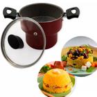 Cuscuzeiro Enjoy Com Tampa De Vidro 14cm Individual Com Alça Baquelite Cuscuz Cozinha Alimento Pequeno