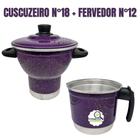 Cuscuzeiro Nordestino Alumínio Roxo nº18 4 Porções Fervedor nº12 1 Litro - Aluminio AMJ