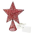 CVHOMEDECO. Estrela superior da árvore vermelha com luzes LED brancas quentes e temporizador para enfeites de Natal e decoração sazonal natalina, 8 x 10 polegadas