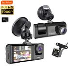 Dash Cam 1080p 3 Câmeras - Gravação em Loop, Visão Noturna e IR