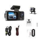 Dash Cam 1080p 3 Canais com Câmera Traseira - DVR para Veículo