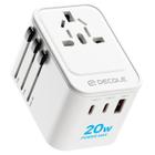 Decalque de adaptador de viagem universal com 2 USB-C (PC 20W) e 1 USB-A - decqle