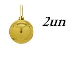 Decoração Bola De Natal Lisa Dourada brilhosa 25cm - kit 2un
