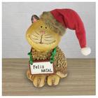 Decoração Enfeite Natal Gatinho Placa Feliz Natal 14cm