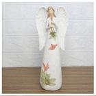 Decoração Estatueta Natalina Anjo Com Trombeta Em Resina 28cm