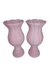 Decoração Par de Vasos Flor M em Cerâmica Rosa bb