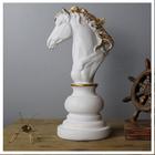 Escultura Em Cerâmica Xadrez Branco Perolado Buzzio's Cavalo