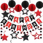Decorações de Aniversário Meowtastic Vermelho e Preto - Tema Feliz Aniversário