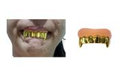 Dentadura Dourada de Vampiro drácula modelo 2 fantasia