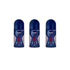 Desodorante Rollon Nivea 50Ml Masculino Dry Impact - Kit 3un