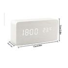 Despertador LED Multifuncional Digital de madeira com tempo - Branco
