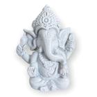 Deus Ganesha Meditando Sentado 5 cm Branco em Resina